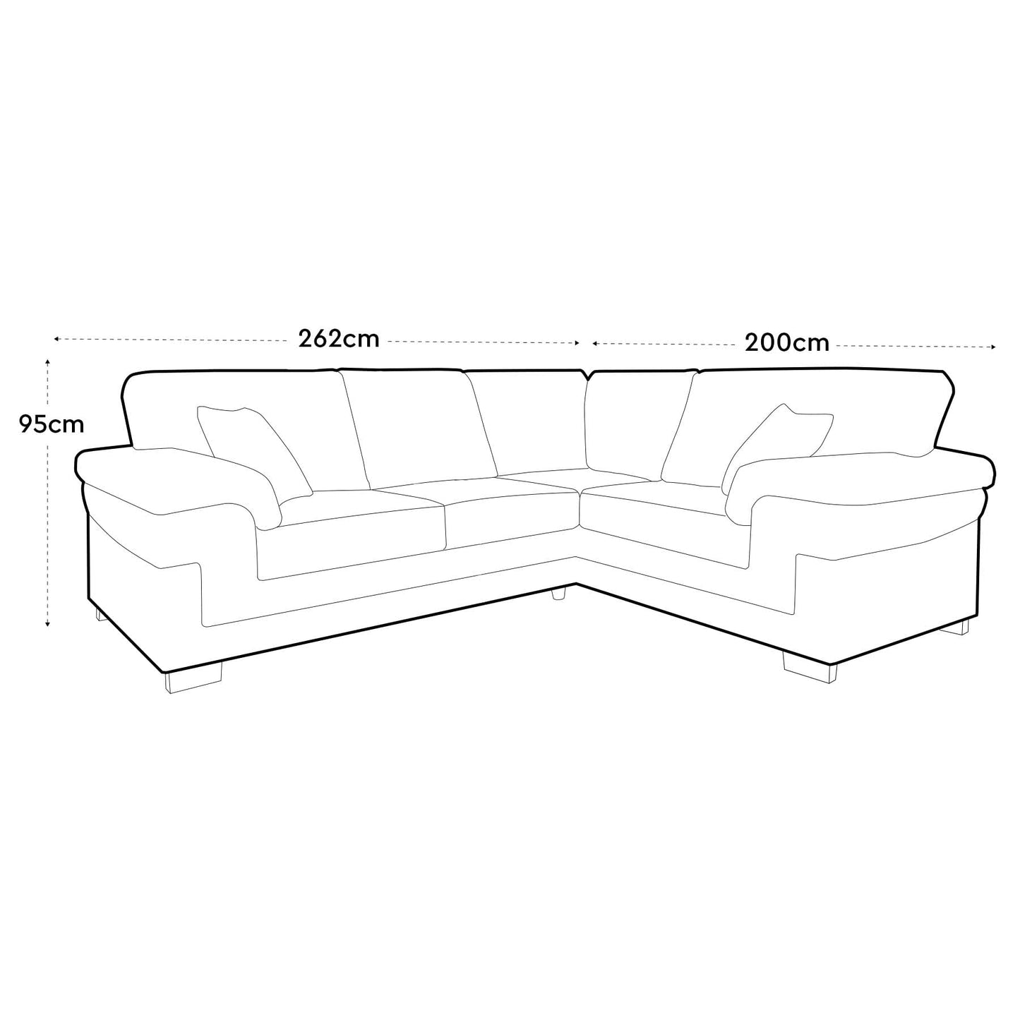 Abakus Direct Right Hand Facing Large Corner Sofa - Samson Cord L Shaped Sofas for Living Room with Deep Filled Cushioning | Contemporary Large Chaise Lounge Sofa in Grey | W262XD200cmXH95cm