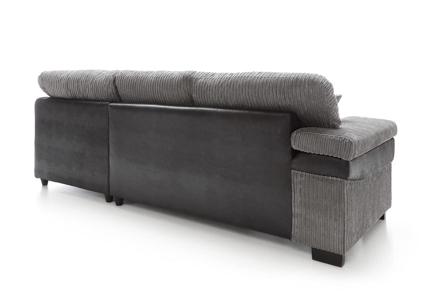 Abakus Direct Right Hand Facing Large Corner Sofa - Samson Cord L Shaped Sofas for Living Room with Deep Filled Cushioning | Contemporary Large Chaise Lounge Sofa in Grey | W262XD200cmXH95cm